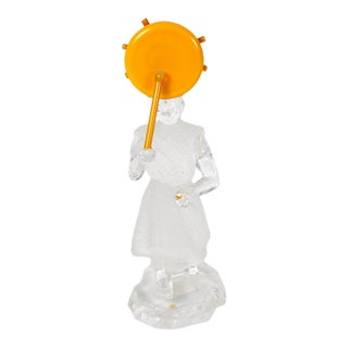 20th Century Saint-Louis French Crystal Figurative Sculpture Orange Glass Disc For Sale