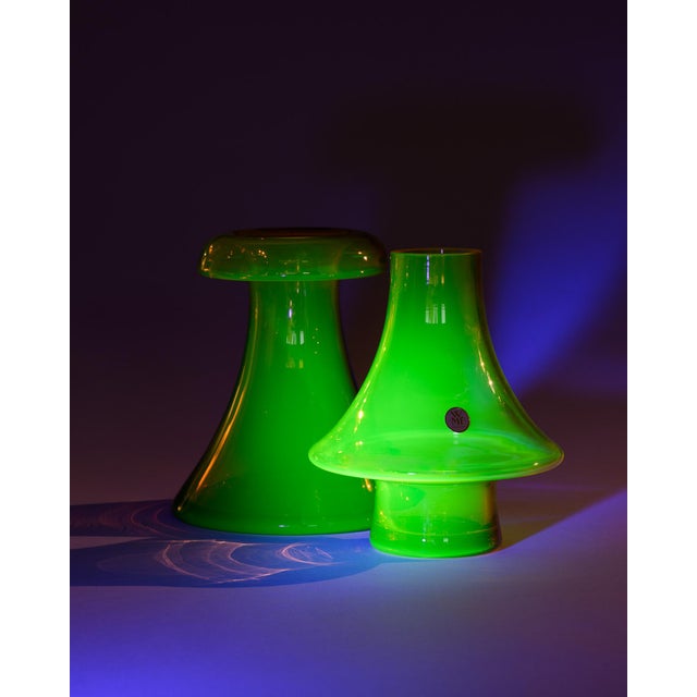 Glass Vintage UV-Reactive Glass Vases by Cari Zalloni for WMF, 1970s, Set of 2 For Sale - Image 7 of 18