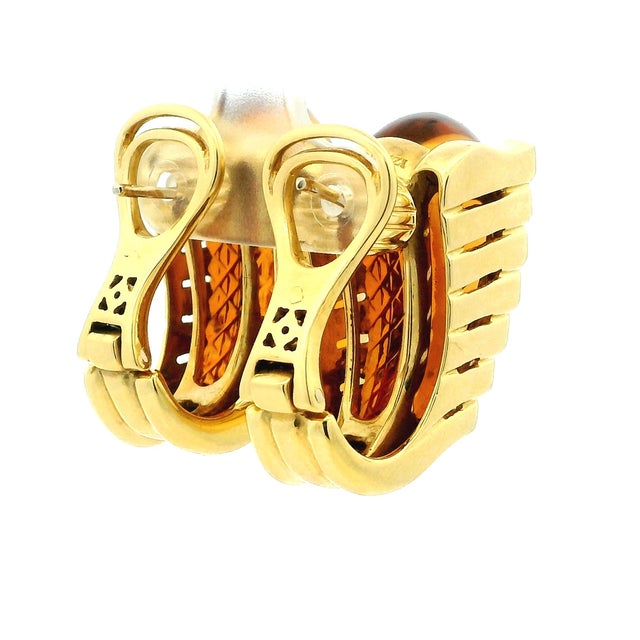 Roberto Legnazzi 18k Gold Citrine & Diamond Earrings, Italy C. 1990, Pair For Sale In Miami - Image 6 of 16
