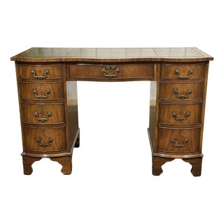English Desk in Mahogany with a Leather Top, 1950s For Sale