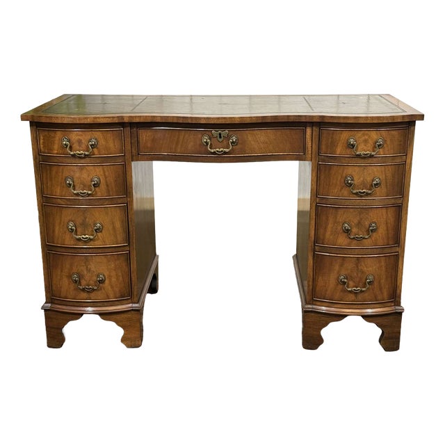 English Desk in Mahogany with a Leather Top, 1950s For Sale