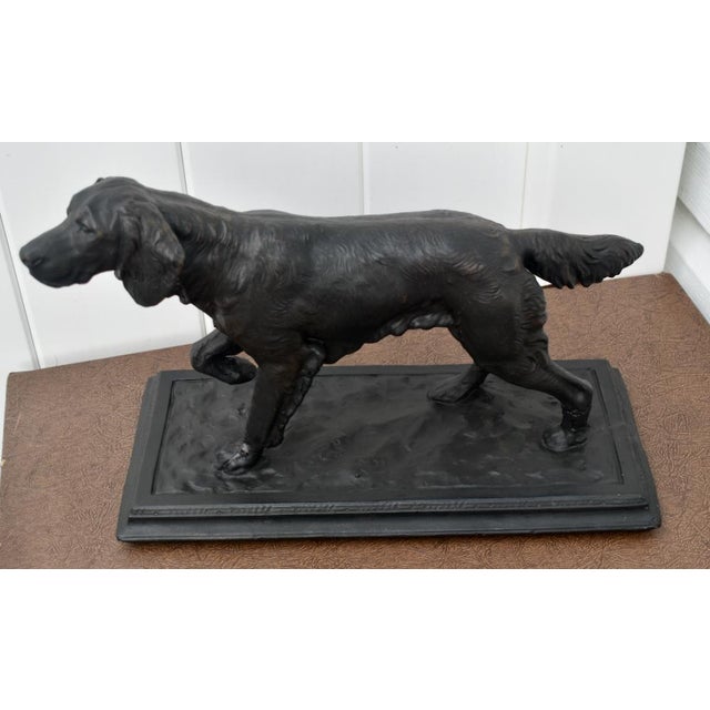 Antique Large Size Spelter Pointer/Setter Dog Figure on Base in a Bronzed Finish For Sale - Image 11 of 12