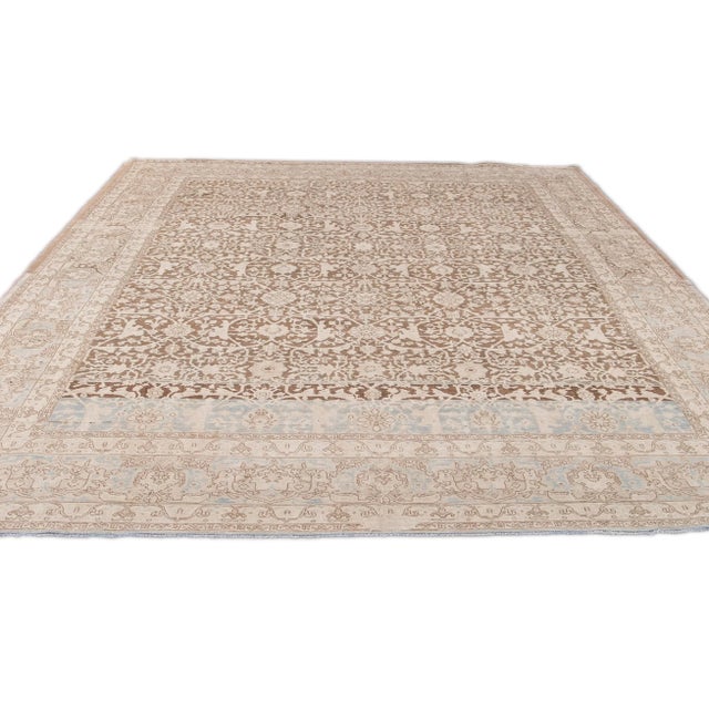 Islamic Antique Malayer Handmade Brown and Beige Floral Wool Rug For Sale - Image 3 of 11