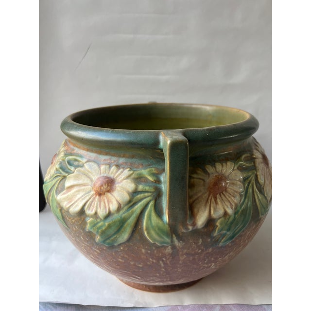 Ceramic Vintgae Roseville Dahlrose 1920s Vintage Pottery Jardiniere Planter For Sale - Image 7 of 13