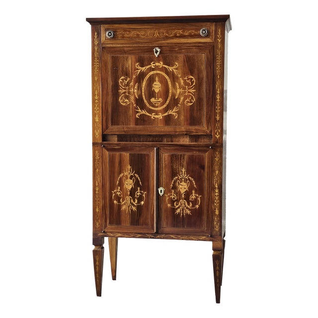 Vintage Louis XVI Style Inlaid Secretaire, 1950s For Sale