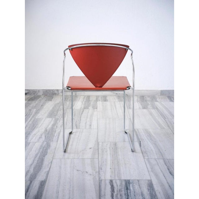 Tan Vintage Chromed Steel and Leather Chairs, 1980s, Set of 4 For Sale - Image 8 of 11