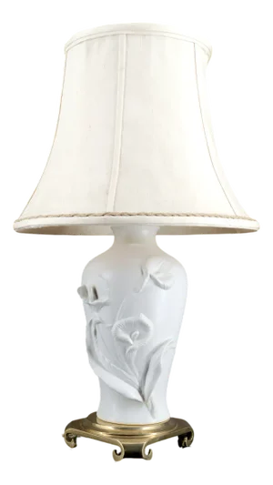 Calla Lily Lamp in Biscuit Porcelain by Nicholas Berbenczy for Franklin Mint, USA, 1986