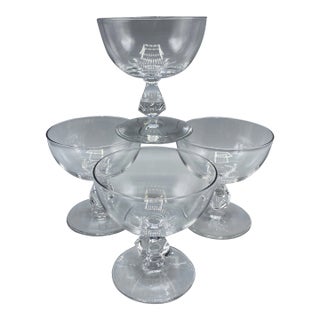 Champagne/Shebert Crystal Stemware "Aquarius Clear" by Bryce- Set of 4 For Sale