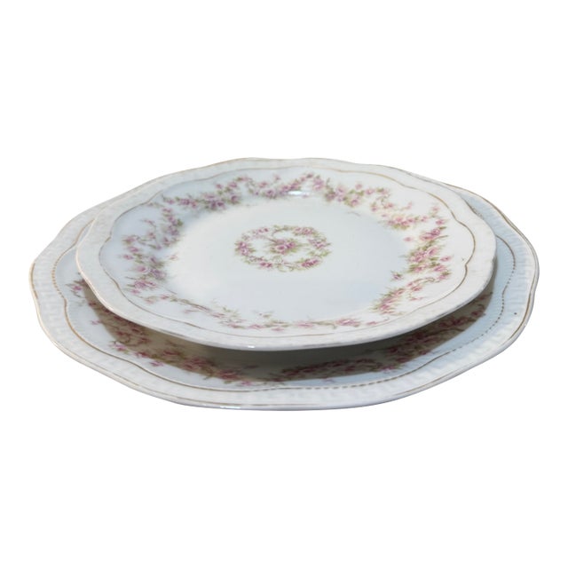 Early 20th Century z.s. & Co. Bavaria 'Orleans' Pattern Porcelain Plate Set With Dinner and Bread Plates For Sale