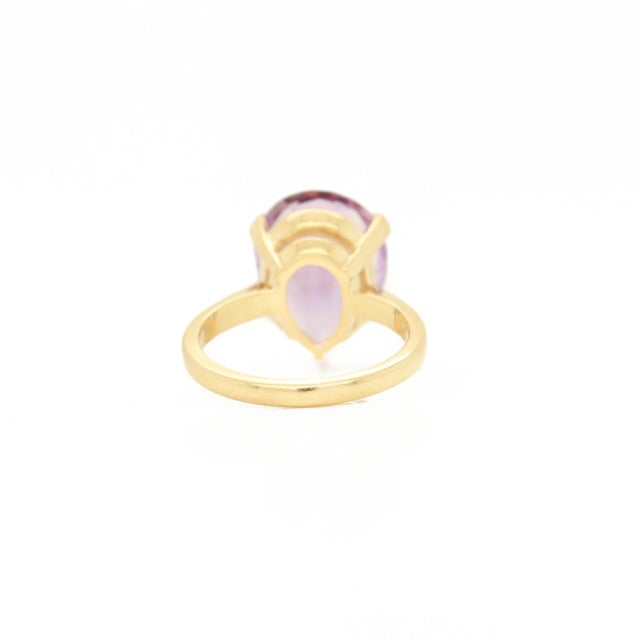 Gold 14k Gold & High Set Pear Cut Amethyst Cocktail Ring For Sale - Image 8 of 10