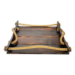 Wood and Rope Tray, France, 1990s For Sale