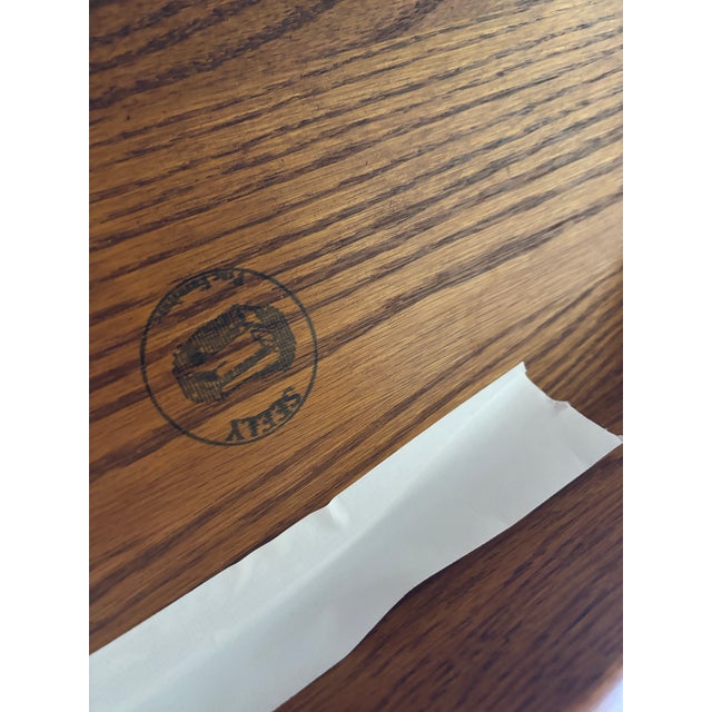 Tom Seely Solid Oak Trestle Style Twin Leaf Extension Dining Table For Sale - Image 10 of 10