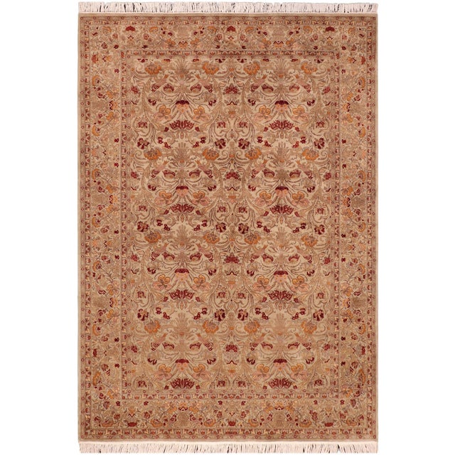 Shabby Chic Botanical 1990's Pak-Persian Taupe/Red Wool Rug - 6'0'' X 9'2'' For Sale - Image 9 of 9