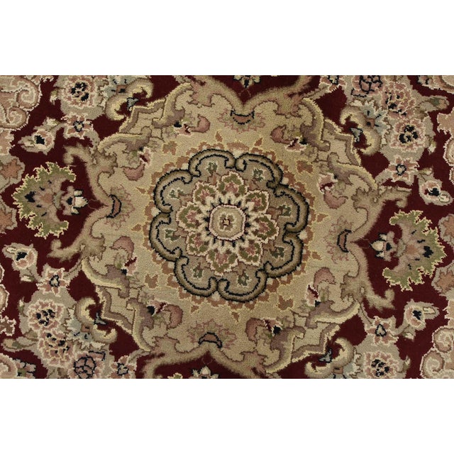Black Tabriz Rug 10’2” X 14′ Black Wool/Silk Traditional Hand-Knotted Carpet For Sale - Image 8 of 15