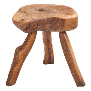 Small French Rustic Hardwood Table or Stool, C. 1950 For Sale