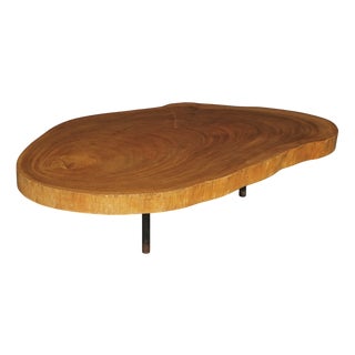 Brutalist Live Edge Tree Trunk Coffee Table, 1960s For Sale