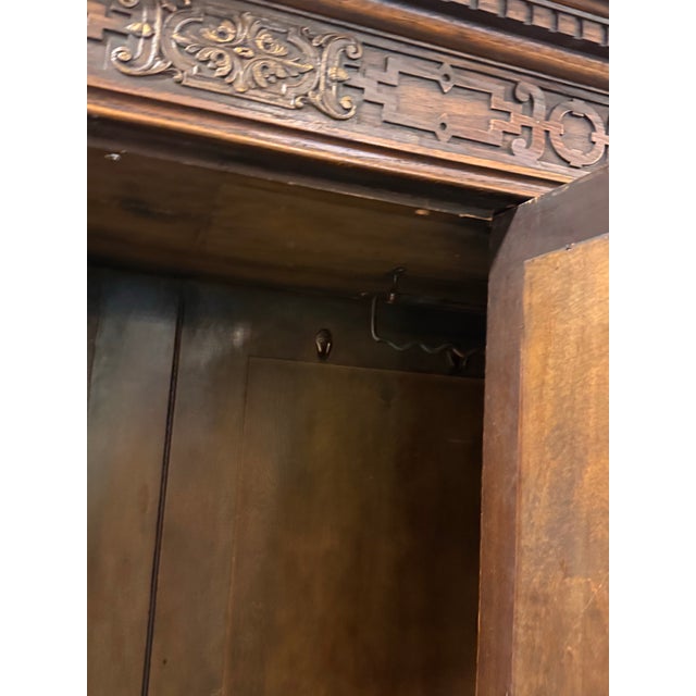 Traditional Ray & Miles Carved Oak Mirrored Wardrobe, Antique For Sale - Image 3 of 12