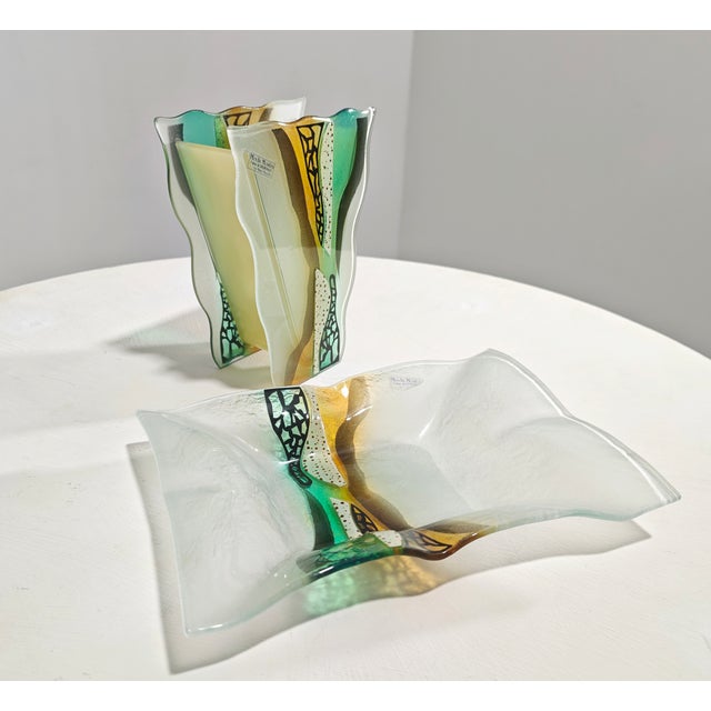 Murano Glass Vase and Centerpiece by Mario Bizzotti, Italy, 1980s, Set of 2 For Sale - Image 15 of 15