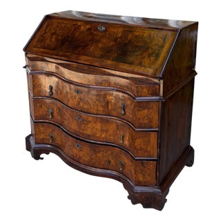 Antique 18th C Burl Walnut Dutch Secretary Desk For Sale