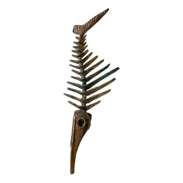 Brutalist Primeval Sword-Fish Skeleton in Bronze by Peder Evald Madsen, 1980s For Sale