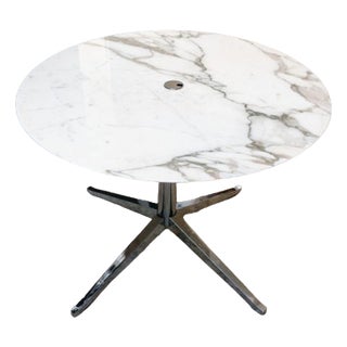 Vintage Round Table in Calacatta Oro Verde Marble with Chrome Base from Florence Knoll, 1990 For Sale
