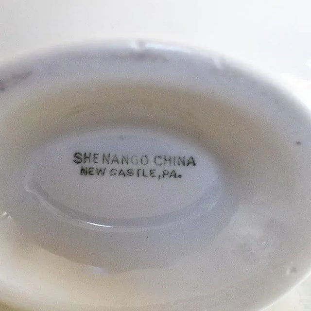 Veterans Administration 1930 Ceramic Restaurant Ware Gravy Boat in Blue and White For Sale - Image 4 of 5