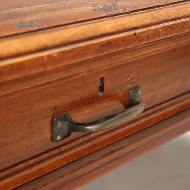 Walnut Desk with Brown Leather Insert, Italy For Sale - Image 6 of 11