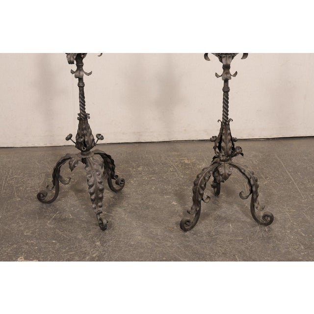 Mid 20th Century French Forged Iron Floor Candlesticks, 5 Ft Tall For Sale In Atlanta - Image 6 of 13