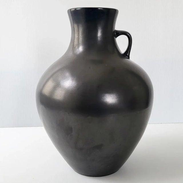 Large Mid-Century Vase in Black Ceramic, 1950s For Sale - Image 12 of 12