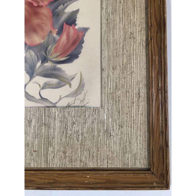 1940 Floral Still Life Original Airbrushed Painting by Ted Mundorff, Pair For Sale - Image 4 of 5