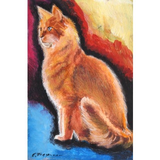 Erik Freyman, Samali Cat, Watercolor With Pastel For Sale