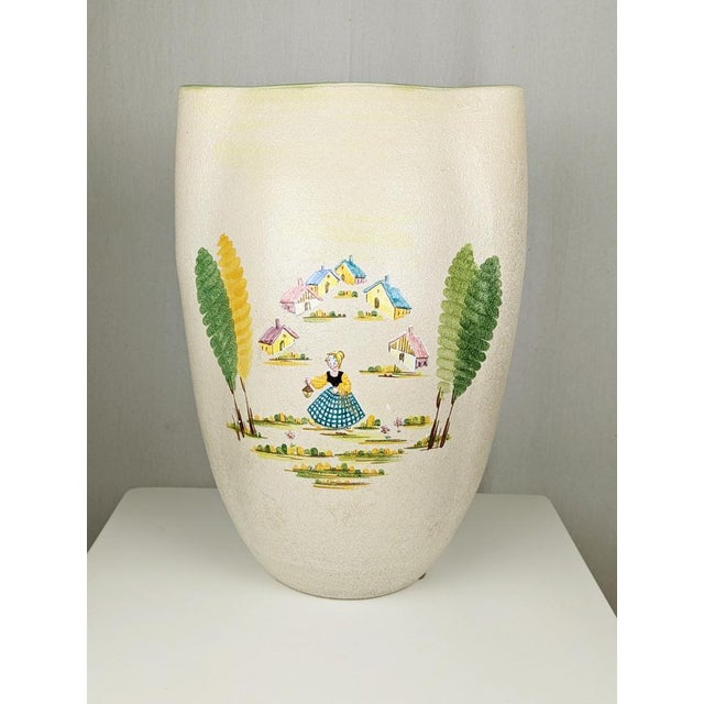 Mid-Century Hand-Painted Ceramic Vase or Umbrella Stand by L. Poggi Assalini for CE AS Albisola, Italy, 1950s For Sale - Image 4 of 17