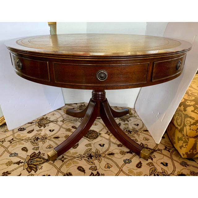 English Regency Round Mahogany Drum Foyer Game Table Chairish