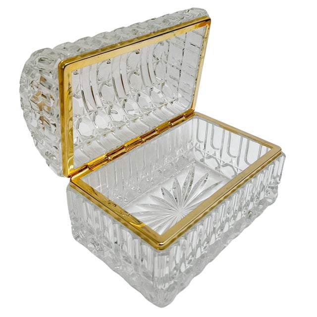 Vintage Large Domed Crystal Casket Box With Brass Frame For Sale In San Diego - Image 6 of 16