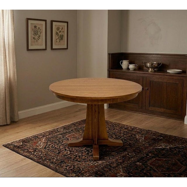 Mission Mission Quarter Sawn Oak Round Dining Table, Kitchen Table - 42" For Sale - Image 3 of 10