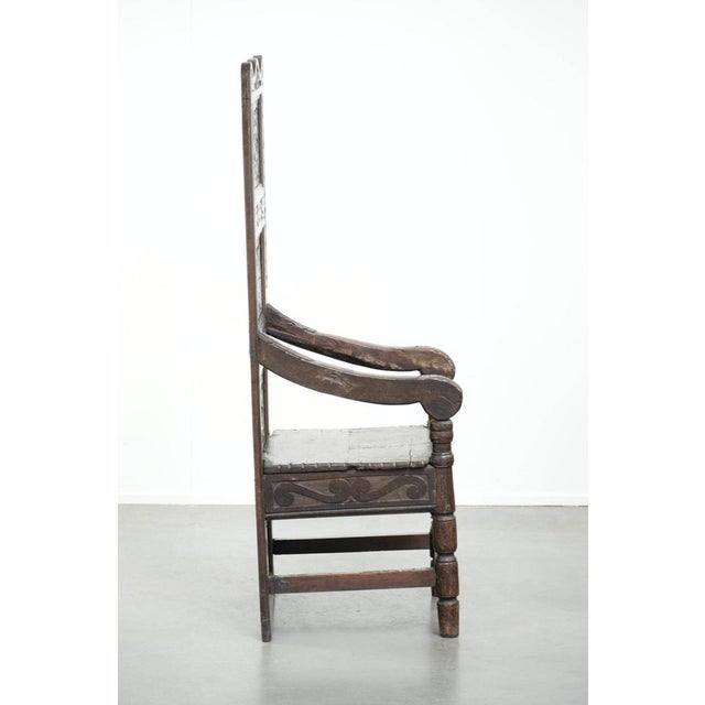 Antique English Wainscott Chair, 1700s For Sale - Image 3 of 16