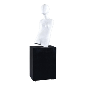 Modern Minimalist White Life Size Figural Sculpture on Black Pedestal Base
