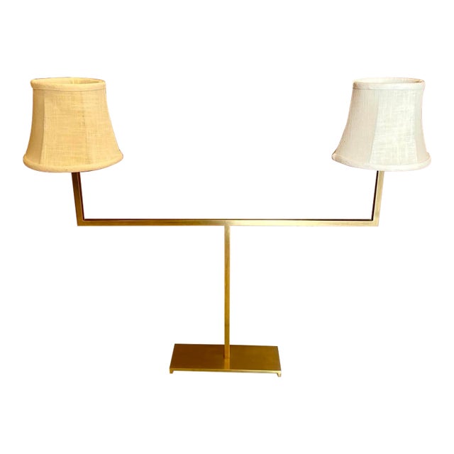 Vintage George Hansen Mid Century Modern Brass Double Arm Table Lamp For Sale