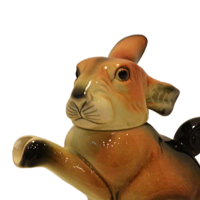 An extraordinary post-WWII German ceramic figural rabbit (or hare) teapot, produced in Germany for importer Erphila...