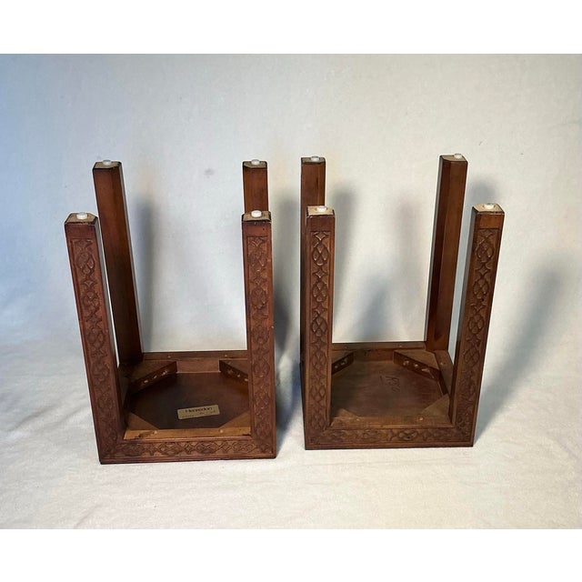 Wood Vintage Henredon Chinese Chippendale Style Mahogany Side Table Set- A Pair For Sale - Image 7 of 12