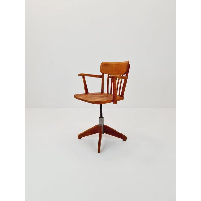 Bauhaus Style Swivel Office Armchair in Wood from Stollgiroflex, 1960s For Sale - Image 11 of 11