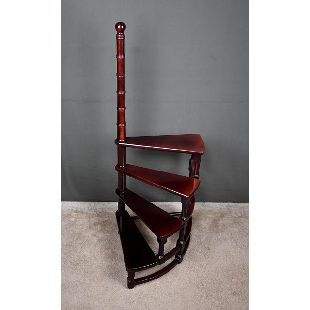 Library Staircase in Stained Beech, 1900s For Sale - Image 3 of 15
