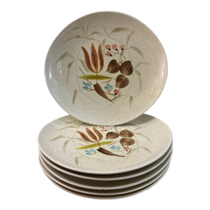 1930s Mid-Century Modern Red Wing Pottery "Random Harvest" Futura Lunch Plates - Set of 6