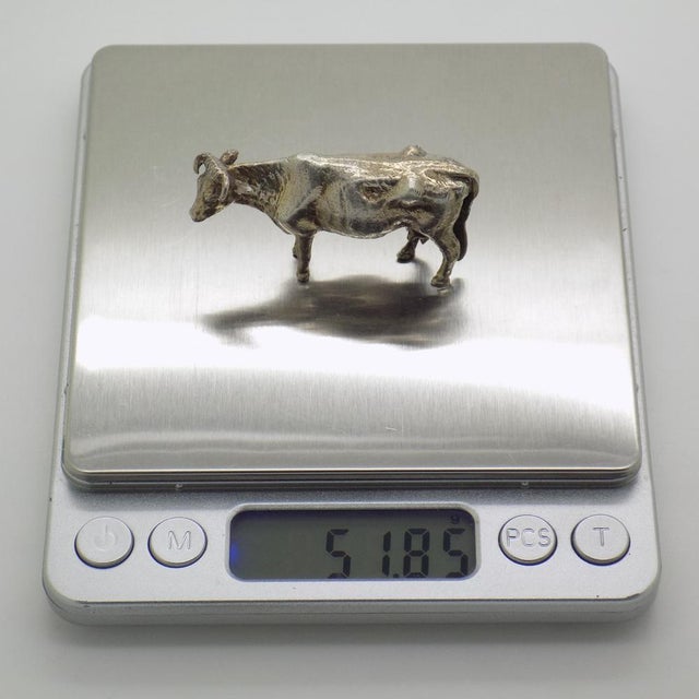 Vintage Italian Handmade Silver Cow Figurine, 1940s For Sale - Image 9 of 12