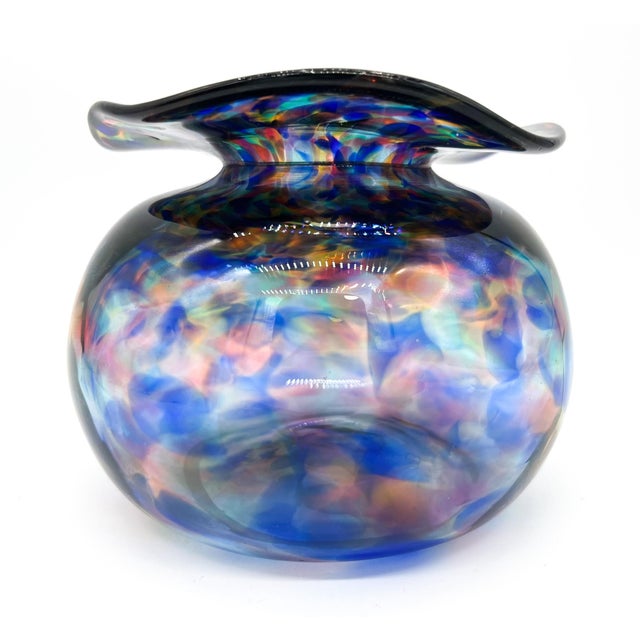 Contemporary Contemporary Signed Multicolor Blown Glass Vase For Sale - Image 3 of 10