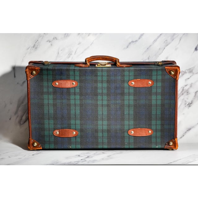 Heritage Style Vintage Tartan Leather Suitcase Luggage Home Decor Prop Storage For Sale - Image 18 of 18