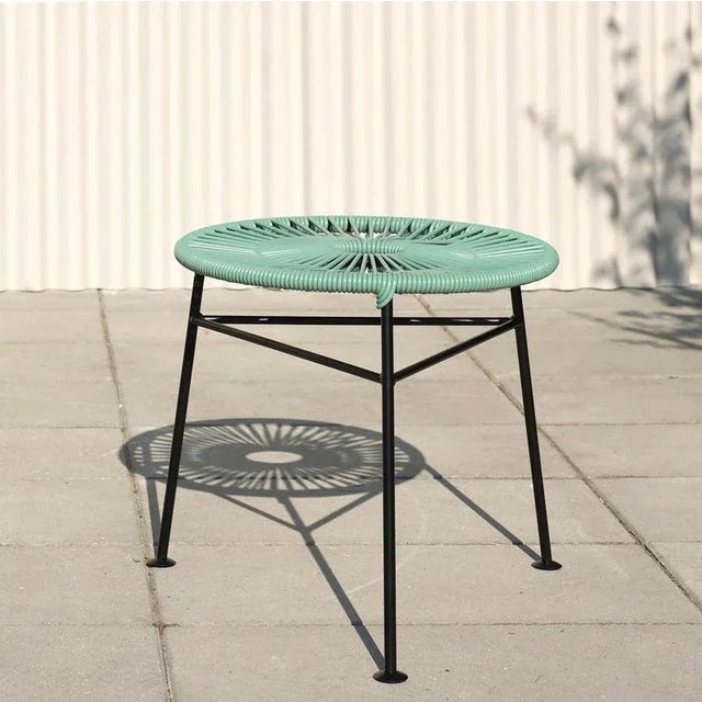 Sea green centro stool by ok design dimensions: d 42 x h 42 cm. Materials: powder-coated metal, pvc cord.