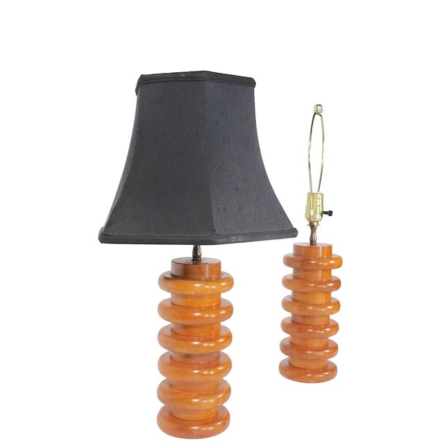 Mid 20th Century Mid Century Modern Stacked Wood Table Lamps For Sale - Image 12 of 12