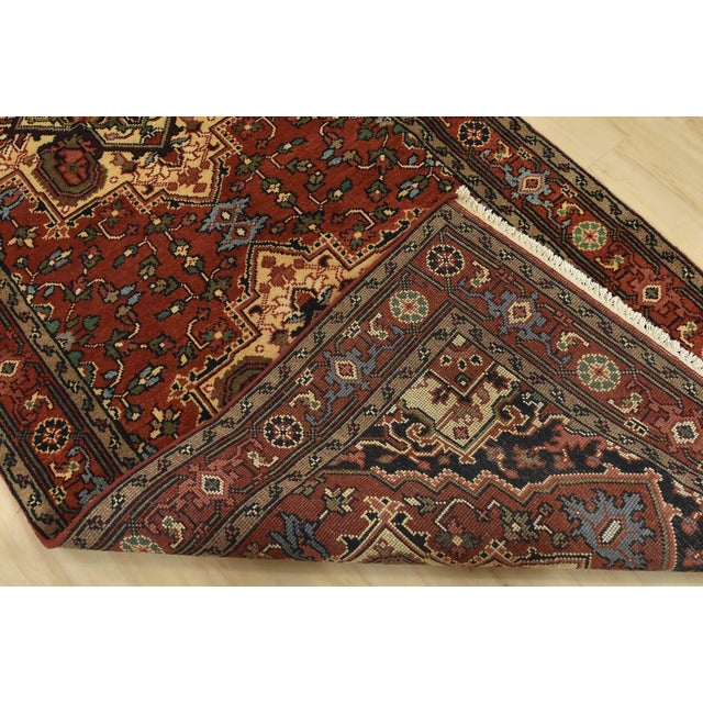 Heriz Runner 4′ X 12’1” Red Wool Tribal Hand-Knotted Oriental Rug For Sale - Image 12 of 13