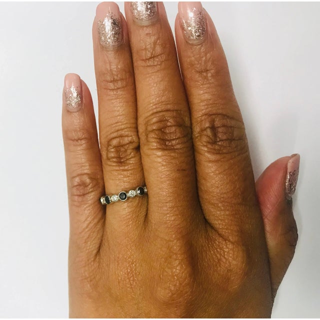 Early 21st Century 0.75 Carat Black and White Diamond White Gold Band, Size 5.5 For Sale - Image 5 of 5